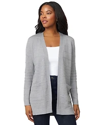 Melissa Paige Women's Ribbed Open-Front Long Cardigan