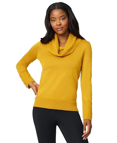 Melissa Paige Women's Chevron-Trimmed Cowl-Neck Sweater