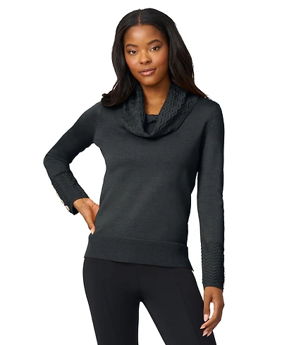 Melissa Paige Women's Chevron-Trimmed Cowl-Neck Sweater