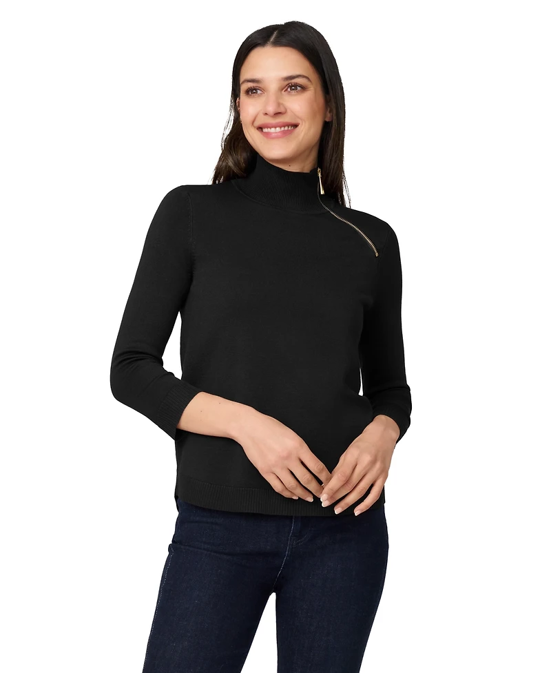 Melissa Paige Women's Mock-Neck Side-Zip Sweater