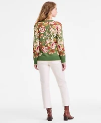 Liverpool Los Angeles Womens Printed Crewneck Long Sleeve Sweater Kennedy Mid Rise Crop Straight Jeans