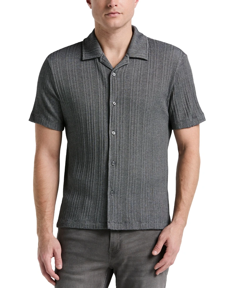 Perry Ellis Men's Short Sleeve Striped Button-Front Camp Shirt