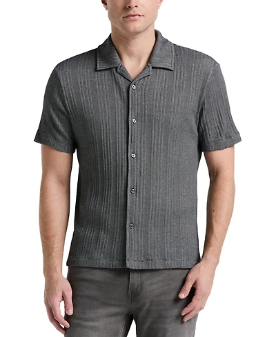 Perry Ellis Men's Short Sleeve Striped Button-Front Camp Shirt