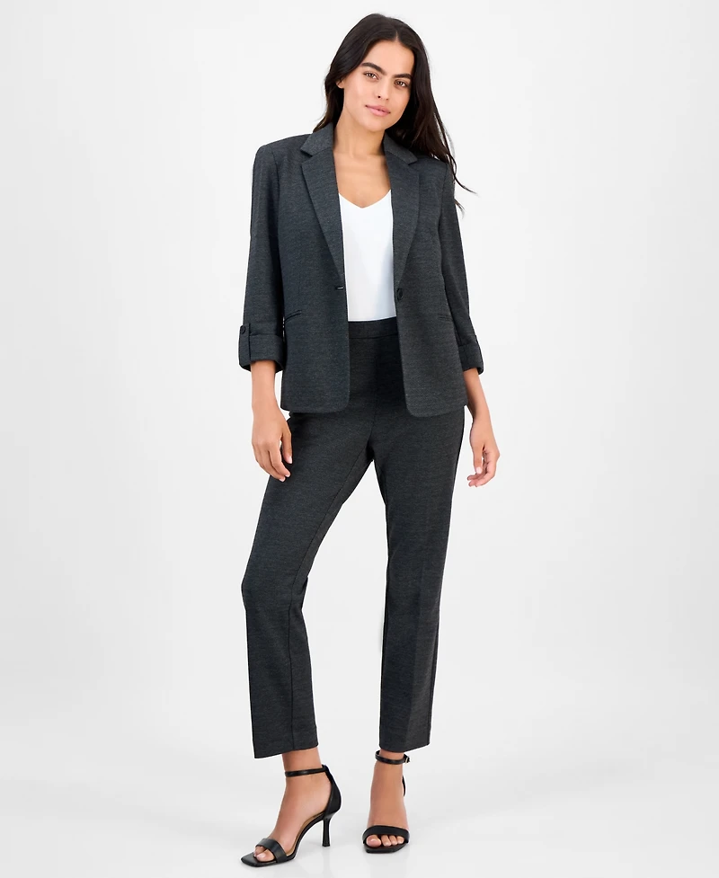 Ak Anne Klein Petite Notch-Collar One-Button Blazer