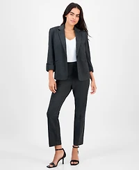 Ak Anne Klein Petite Notch-Collar One-Button Blazer