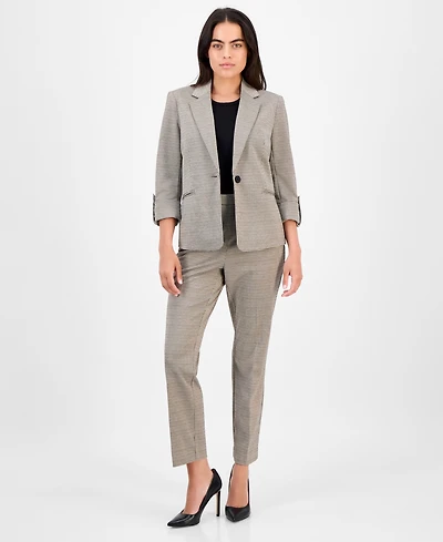 Ak Anne Klein Petite Printed Mid-Rise Straight-Leg Pants