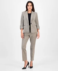 Ak Anne Klein Petite Printed Mid-Rise Straight-Leg Pants
