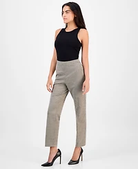 Ak Anne Klein Petite Printed Mid-Rise Straight-Leg Pants