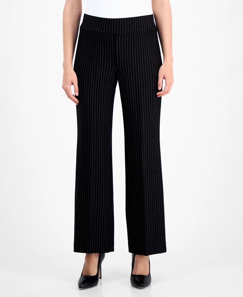 Anne Klein Petite Ponte Pinstripe Mid-Rise Pull-On Pants