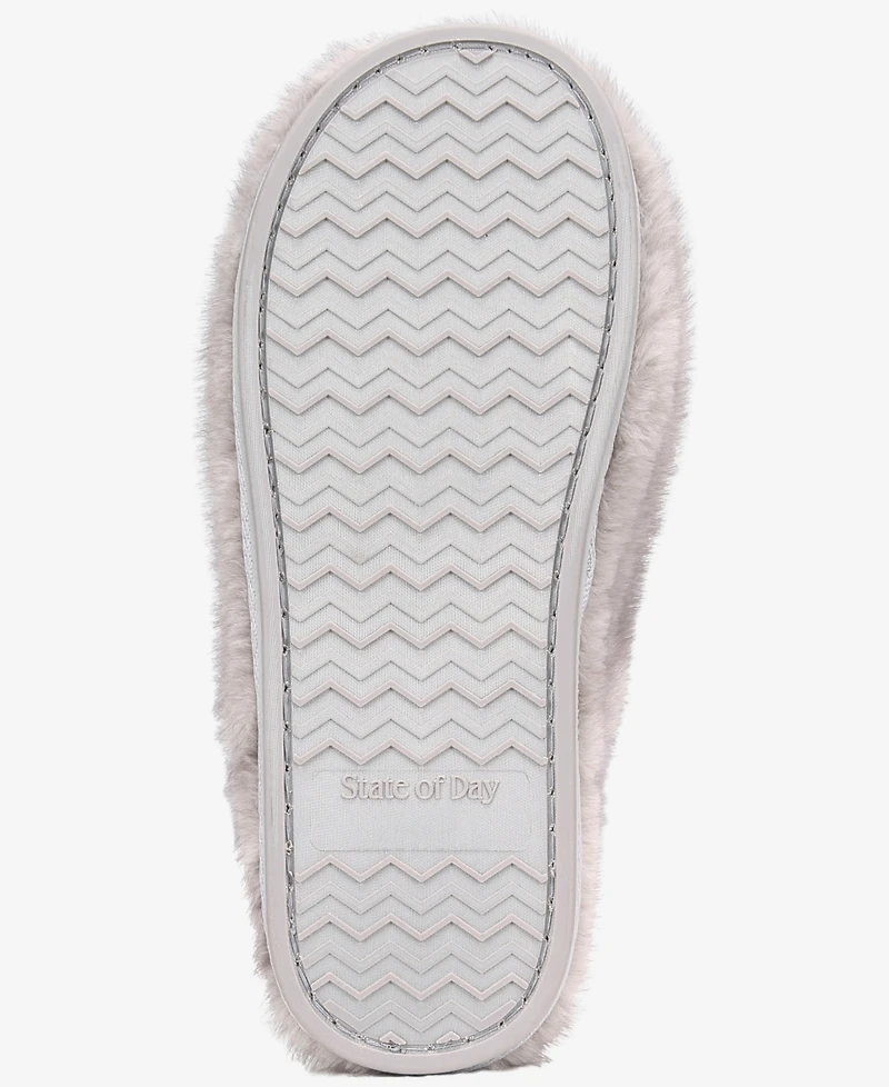 State of Day Women's Boxed Two-Tone Faux-Fur Slide Slippers, Macy's Exclusive