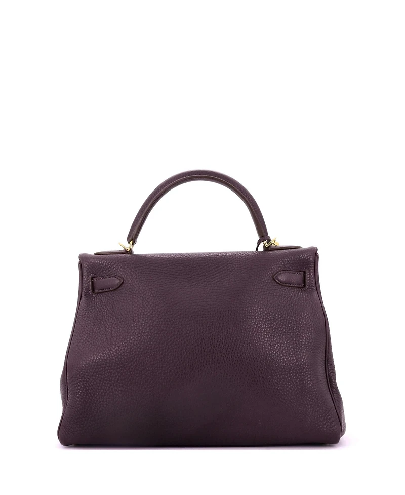 Pre-Owned Hermes Kelly 32 Handbag Purple Togo with Gold Hardware
