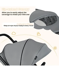Costway Baby Stroller Foldable Infant Pram Stroller with Reclining Backrest Handle
