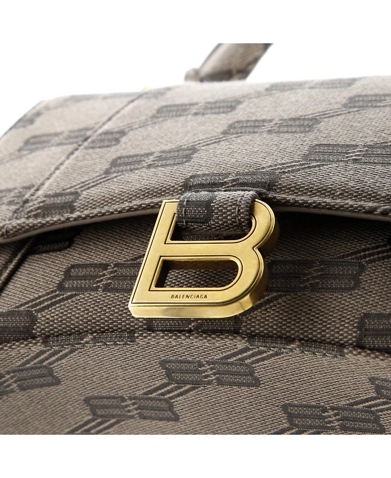 Pre-Owned Balenciaga Small Hourglass Top Handle Bag Bb Coated Canvas