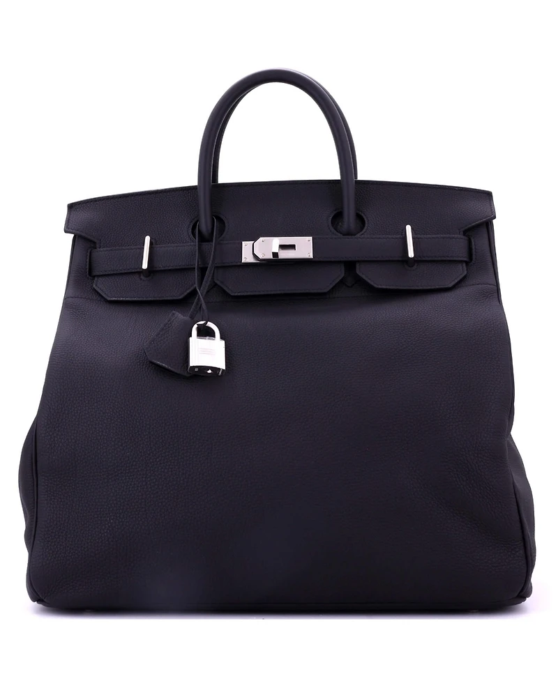 Pre-Owned Hermes Hac 40 Handbag Black Togo with Brushed Palladium Hardware