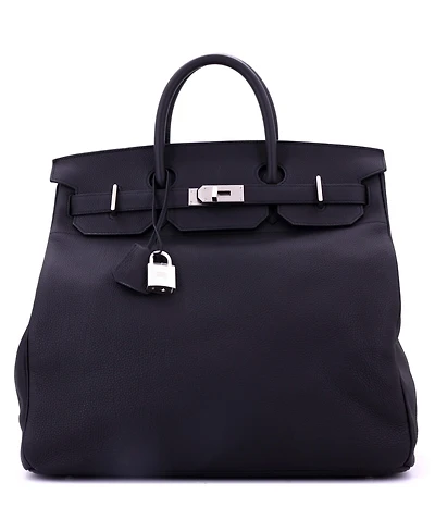 Pre-Owned Hermes Hac 40 Handbag Black Togo with Brushed Palladium Hardware