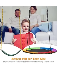 Gymax Boys Swing Frame Stand with 2 Swing Set Swing Sets for Backyard w/ Ground Stakes