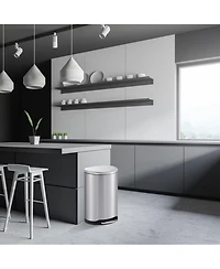 10.6 Gal./40 Liter Stainless Steel Semi-round Step-on Trash Can for Kitchen
