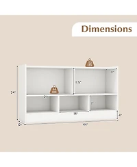 Gouun Kids 2-Shelf Bookcase 5-Cube Wood Toy Storage Cabinet Organizer