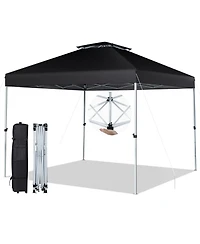 2-Tier 10 x 10 Feet Pop-up Canopy Tent with Wheeled Carry Bag