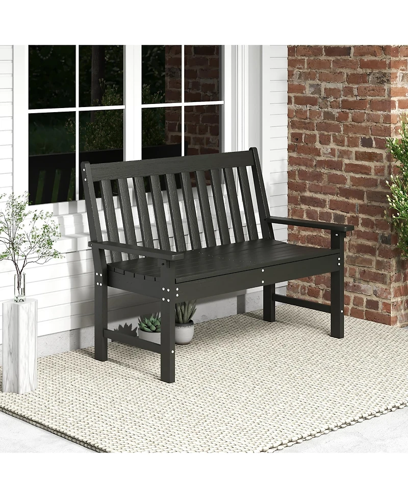 Gymax Garden Bench All-Weather Hdpe 2-Person Outdoor Bench for Front Porch Backyard