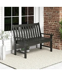 Gymax Garden Bench All-Weather Hdpe 2-Person Outdoor Bench for Front Porch Backyard