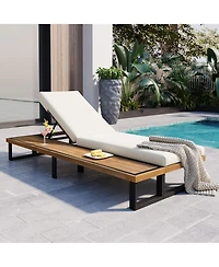 Mondawe Outdoor Chaise Lounge Chair with 5-Position Adjustable Backrest and cushions