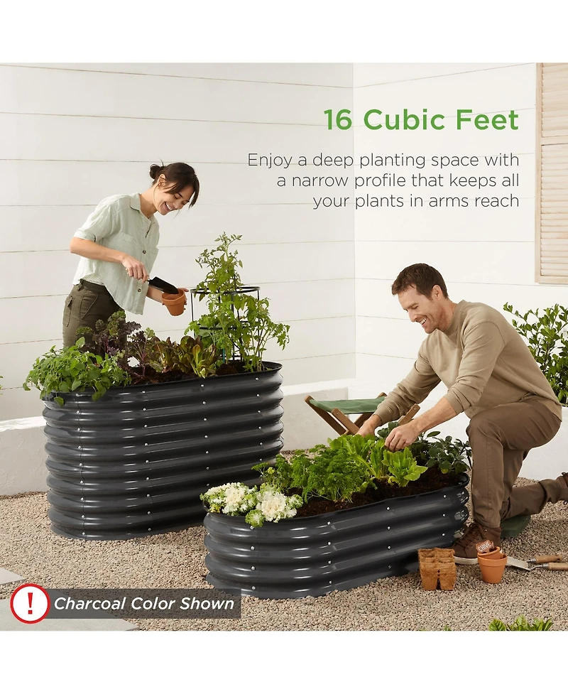 Best Choice Products 4x2x2ft Outdoor Raised Metal Oval Garden Bed, Planter Box for Vegetables, Flowers