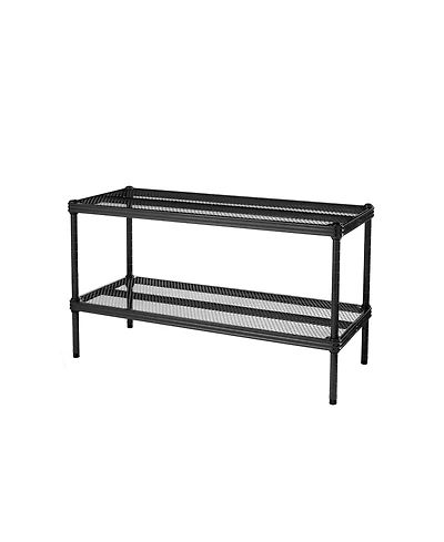 Design Ideas MeshWorks 2 Tier Full Size Metal Storage Shelving Unit Rack, Black
