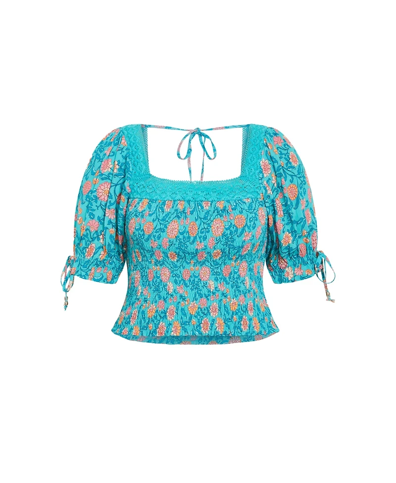 City Chic Plus Aurora Print Top