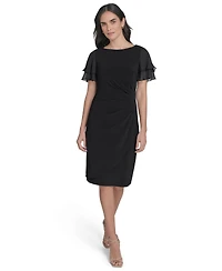 Jessica Howard Petite Flutter-sleeve Sheath Knee Length Dress