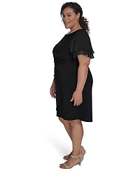 Jessica Howard Plus Flutter-Sleeve Shirred Dress