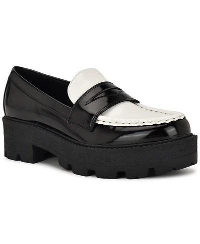 Nine West Women's Keram Chunky Lug Sole Penny Loafers