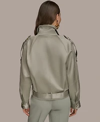 Donna Karan New York Women's Satin Zip-Front Belted Jacket