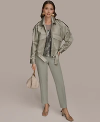 Donna Karan New York Women's Satin Zip-Front Belted Jacket