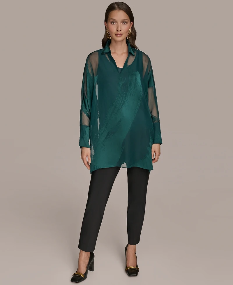 Donna Karan New York Women's Long-Sleeve Burnout Tunic