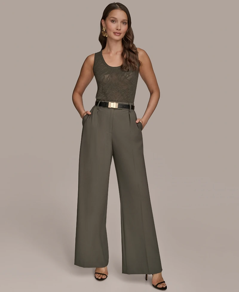 Donna Karan New York Women's City Bi-Stretch Pleated Wide-Leg Pants