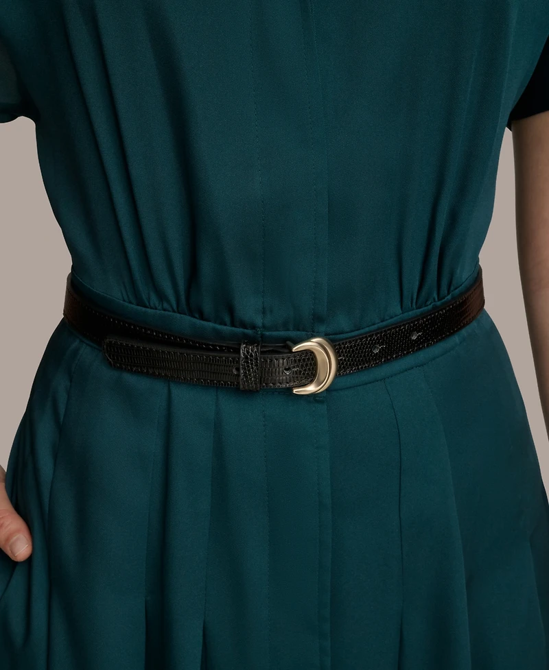 Donna Karan New York Women's Solid Short-Sleeve Belted Shirtdress