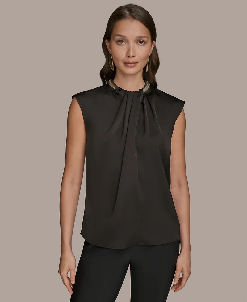 Donna Karan New York Women's Cap-Sleeve Twist-Neck Top