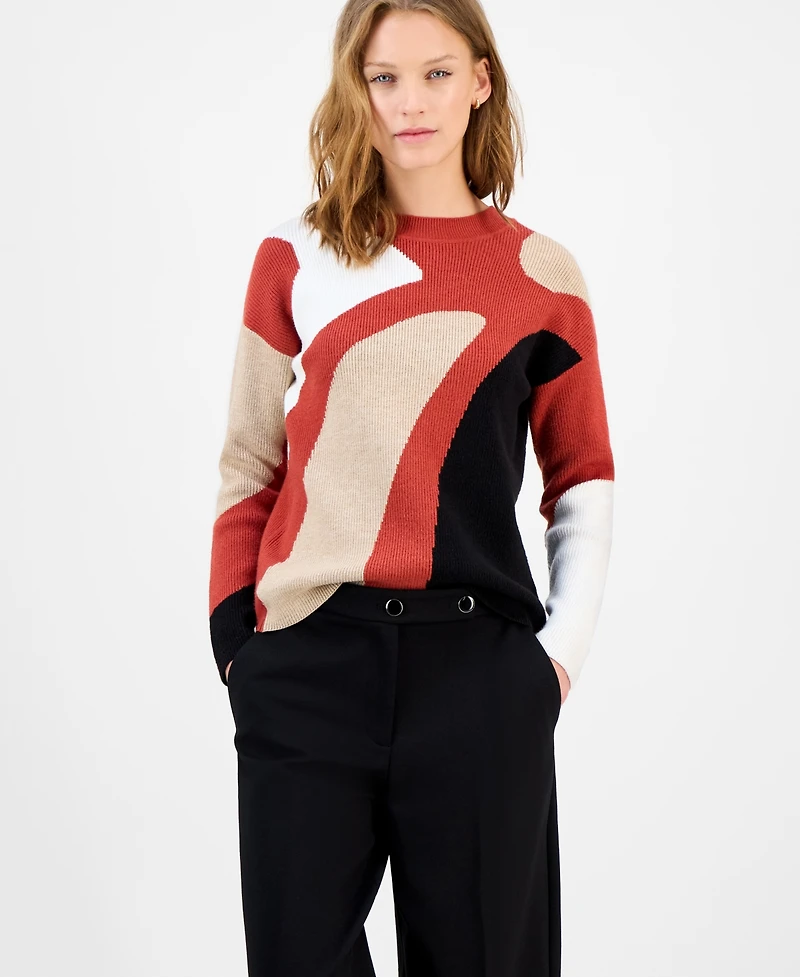T Tahari Women's Abstract Colorblocked Sweater
