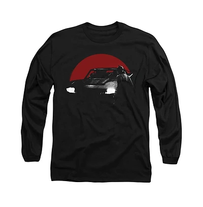 Batman Men's The Red Moon And Batmobile Long Sleeve Adult Tee / T-Shirt