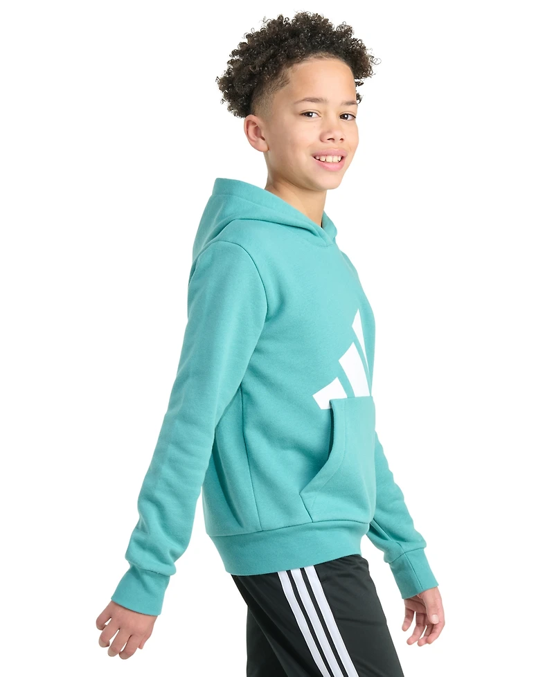 adidas Big Boys Long-Sleeve Essential Logo Fleece Pullover Hoodie