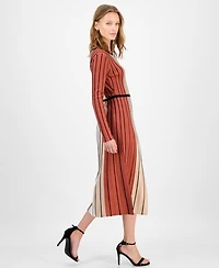 T Tahari Women's Striped Fit and Flare Knit Dress