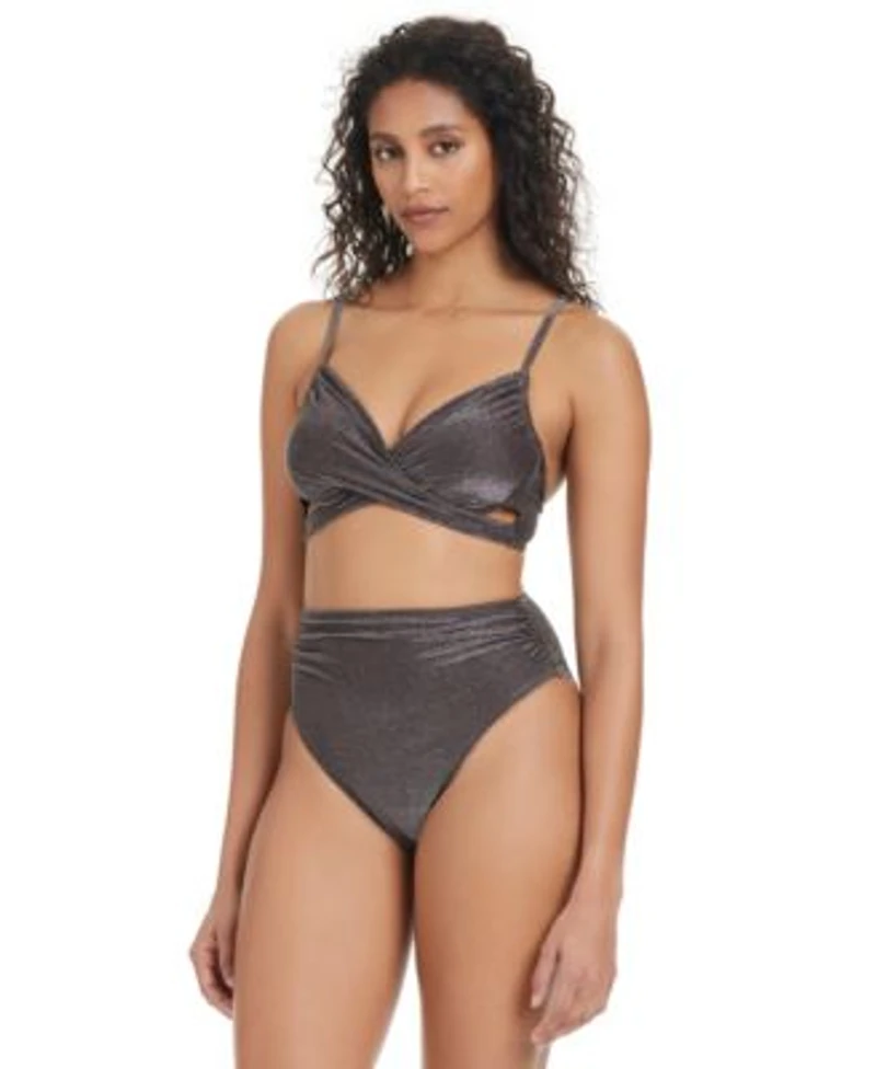 Bar Iii Womens Shimmer Core Underwire Bikini Top Bottoms Exclusively At Macys
