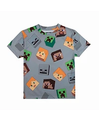 Minecraft Big Boys Creepers And Character Heads Crew Neck Short Sleeve 4pk Tees-xl