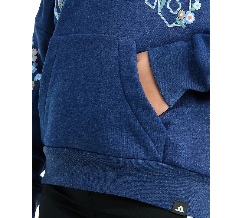 adidas Big Girls Long-Sleeve Heather Multi Graphic Fleece Pullover Hoodie