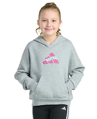adidas Big Girls Long-Sleeve Heather Multi Graphic Fleece Pullover Hoodie