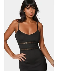 Bebe Women's Lace Trim Flounce Midi Dress