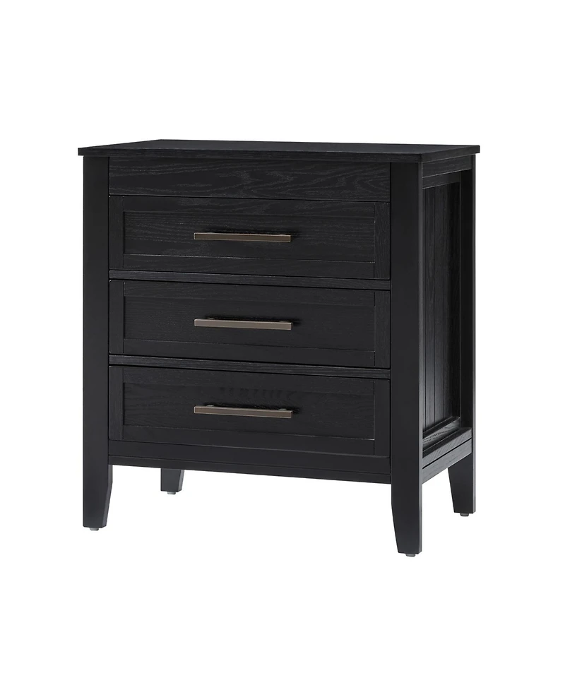 Hulala HomeTheresa Transitional 3-Drawer Nightstand with Hidden Pull-out Drawer