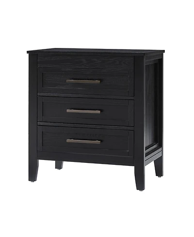 Hulala HomeTheresa Transitional 3-Drawer Nightstand with Hidden Pull-out Drawer
