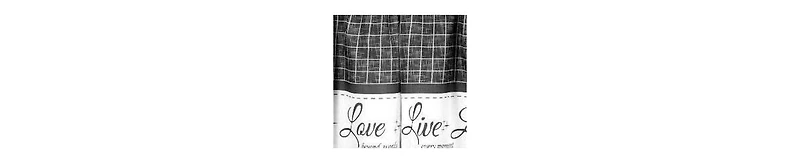 Kate Aurora Country Farmhouse Plaid Live laugh love 3 Piece Kitchen Curtain Set